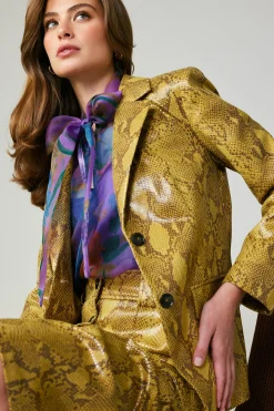 Snakeskin Welt Pocket Blazer