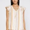 Striped Flutter Sleeve Top