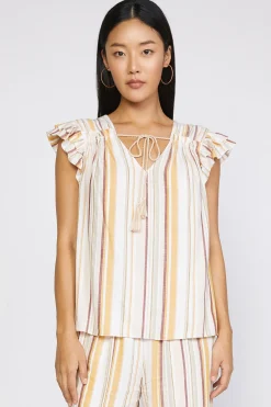 Striped Flutter Sleeve Top