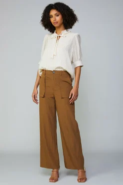 Striped Structured Sleeve Blouse