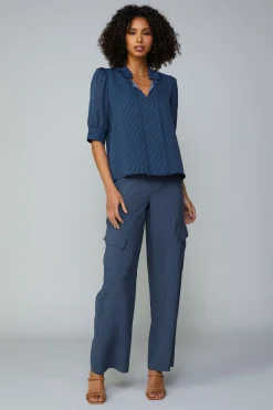 Striped Structured Sleeve Blouse