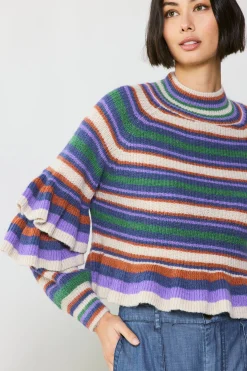 Striped Tiered Sleeve Sweater