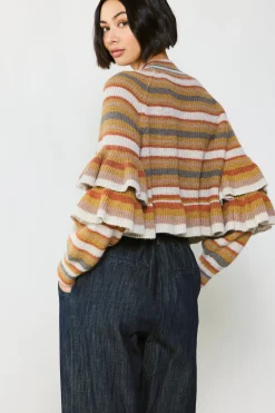Striped Tiered Sleeve Sweater