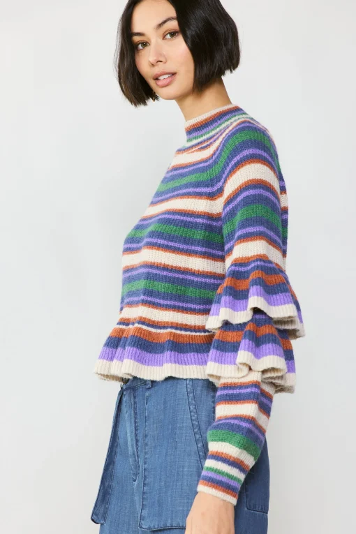 Striped Tiered Sleeve Sweater