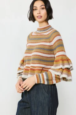 Striped Tiered Sleeve Sweater