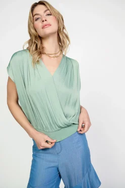 Surplice Sleeveless Blouse