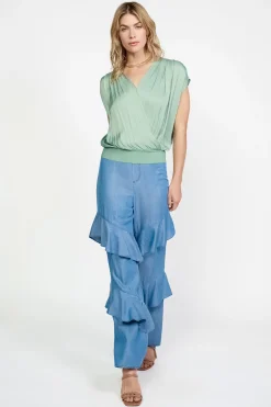 Surplice Sleeveless Blouse