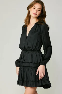 Surplice Tiered Mini Dress