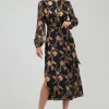 Textured Floral Midi Dress