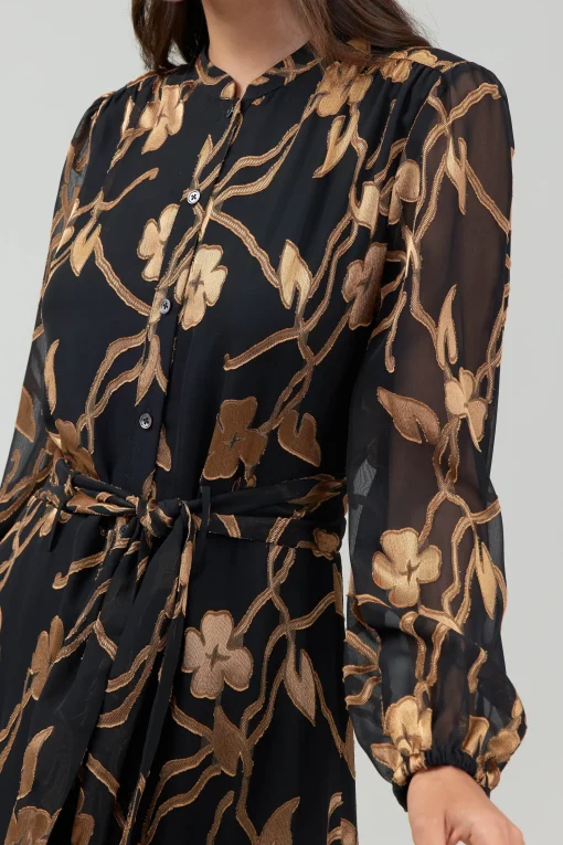 Textured Floral Midi Dress