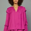 Tiered Bubble Sleeve Blouse