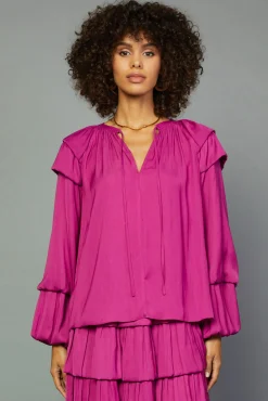 Tiered Bubble Sleeve Blouse