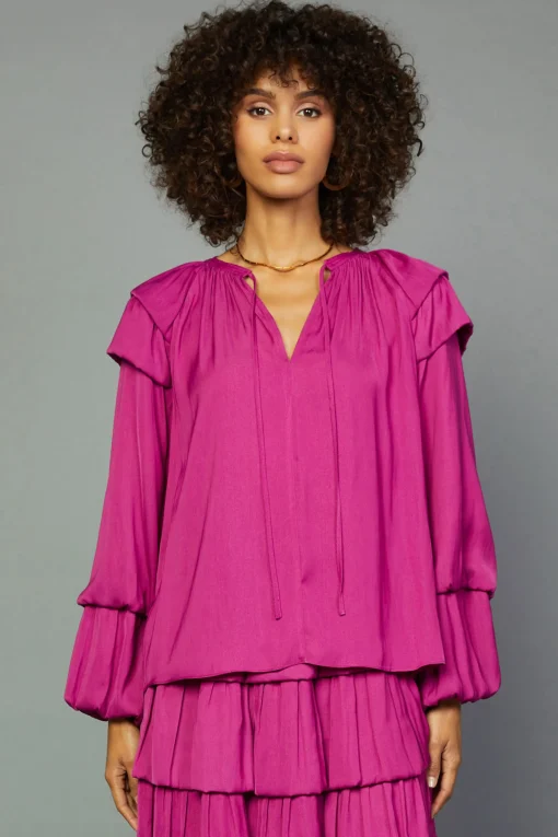 Tiered Bubble Sleeve Blouse