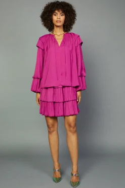 Tiered Bubble Sleeve Blouse