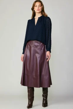 Vegan Leather Midi Skirt