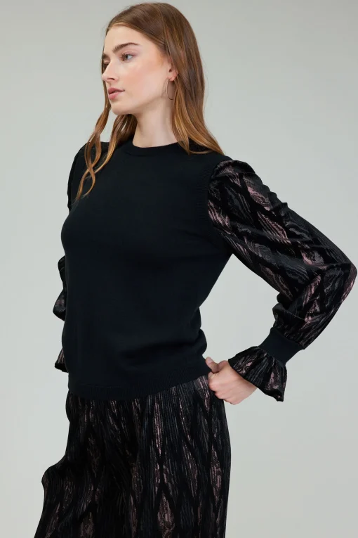 Velvet Foil Sweater Top